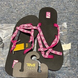 Teva Fuchsia and Black Flip Flops